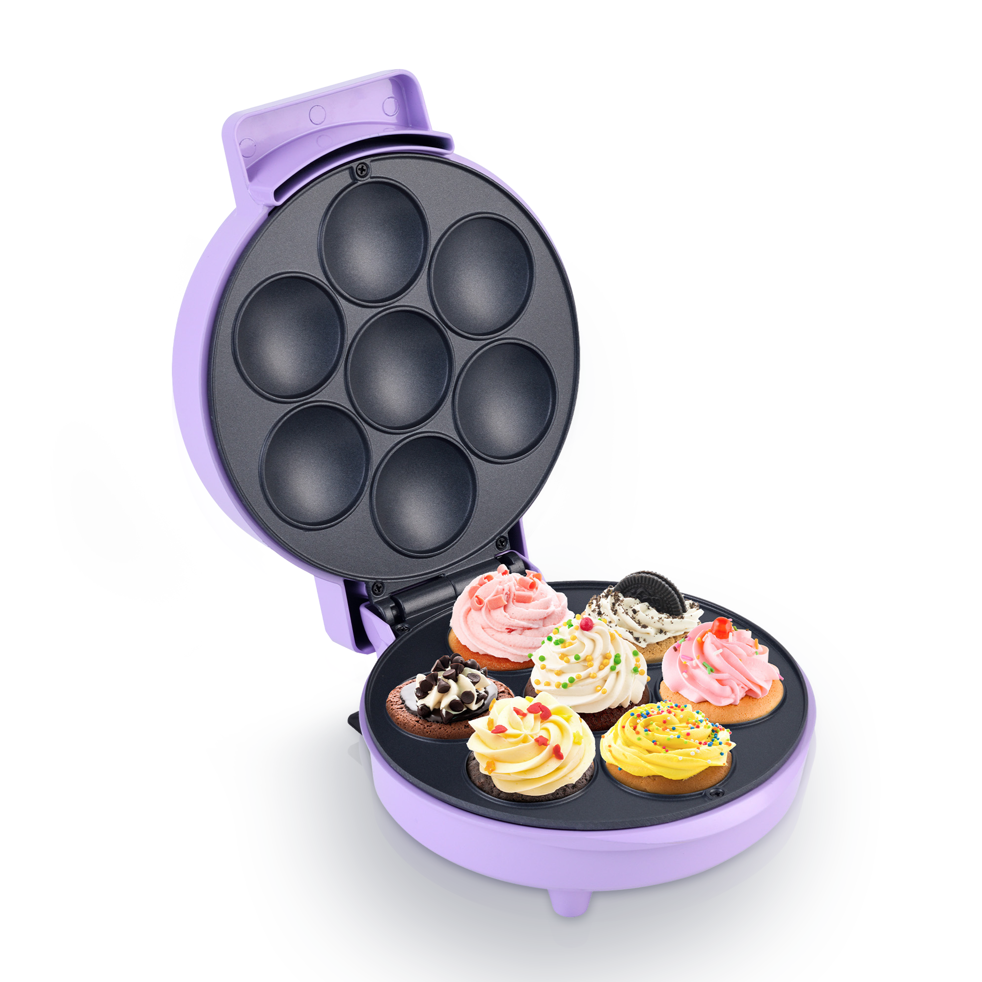 Máquina de Cupcakes SWEET+ | 7 Mini Cupcakes de 5.7cm | Tecnología FLASH-COOK | Calentamiento Rápido y Uniforme | Antiadherente | Luces Indicadoras | Diseño Compacto | Hukën x MasterChef