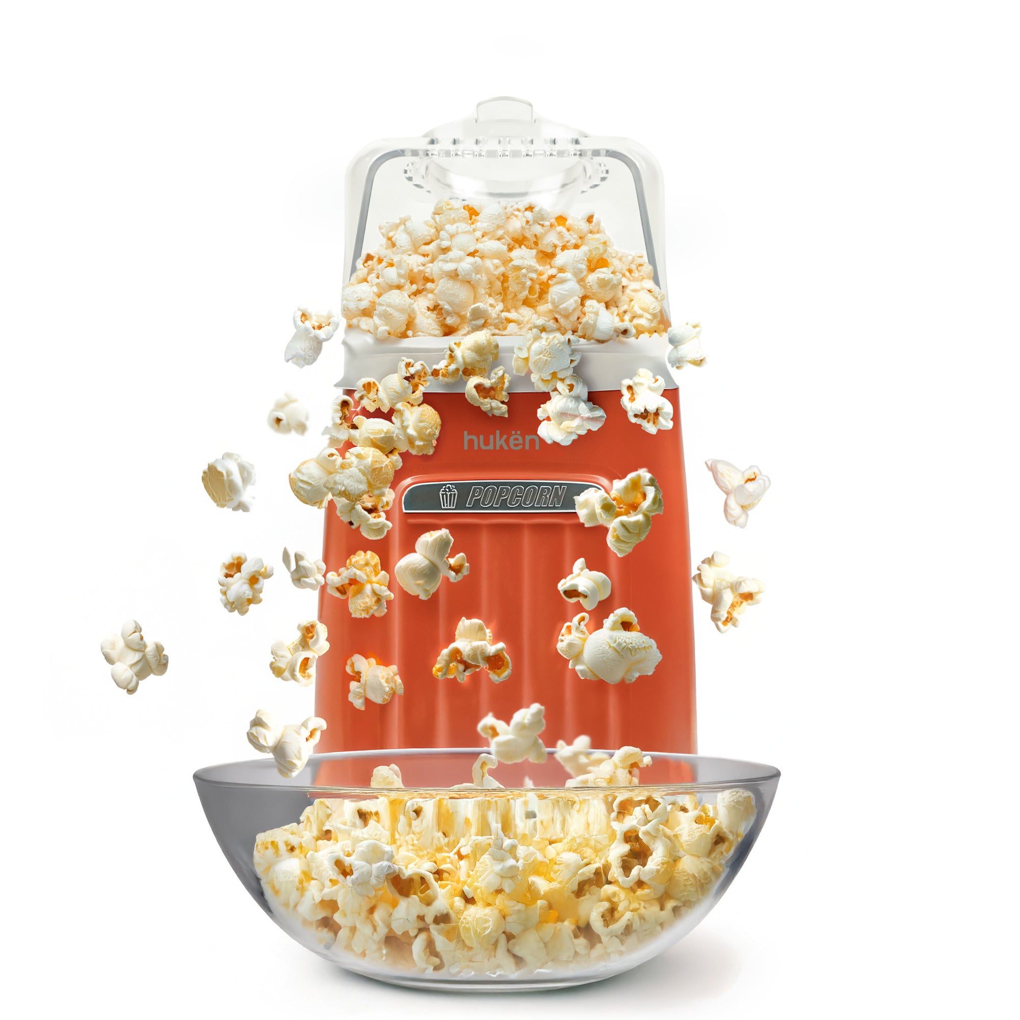 Máquina de Palomitas AirPop Retro 80g | Edición Especial Naranja | Tecnología de Aire Caliente | Calentamiento FLASH | Switch de Encendido | Protección Contra Sobrecalentamiento | Hukën x MasterChef
