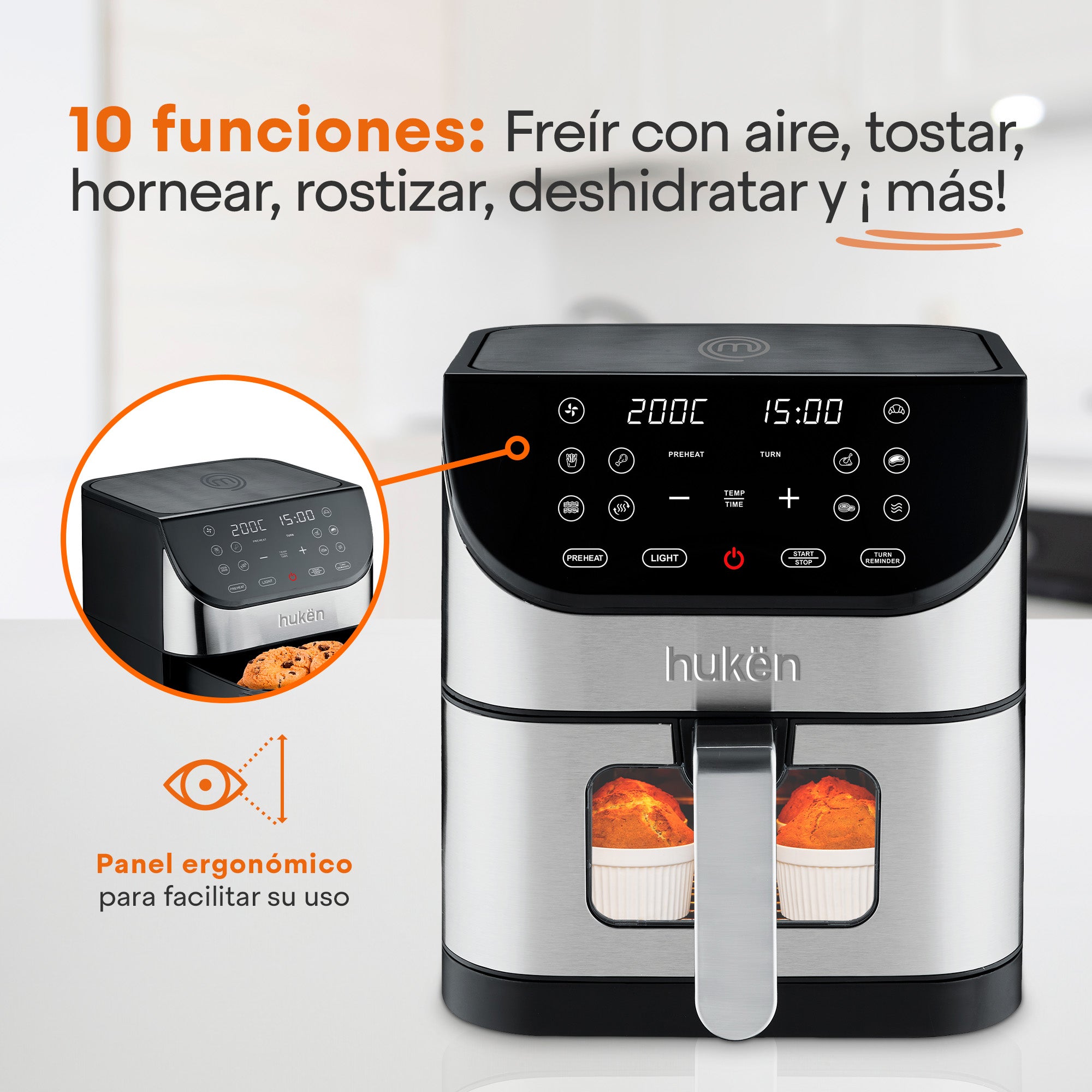 Freidora de Aire Easy-View 6L con Ventana y Luz Interna | Hukën x MasterChef