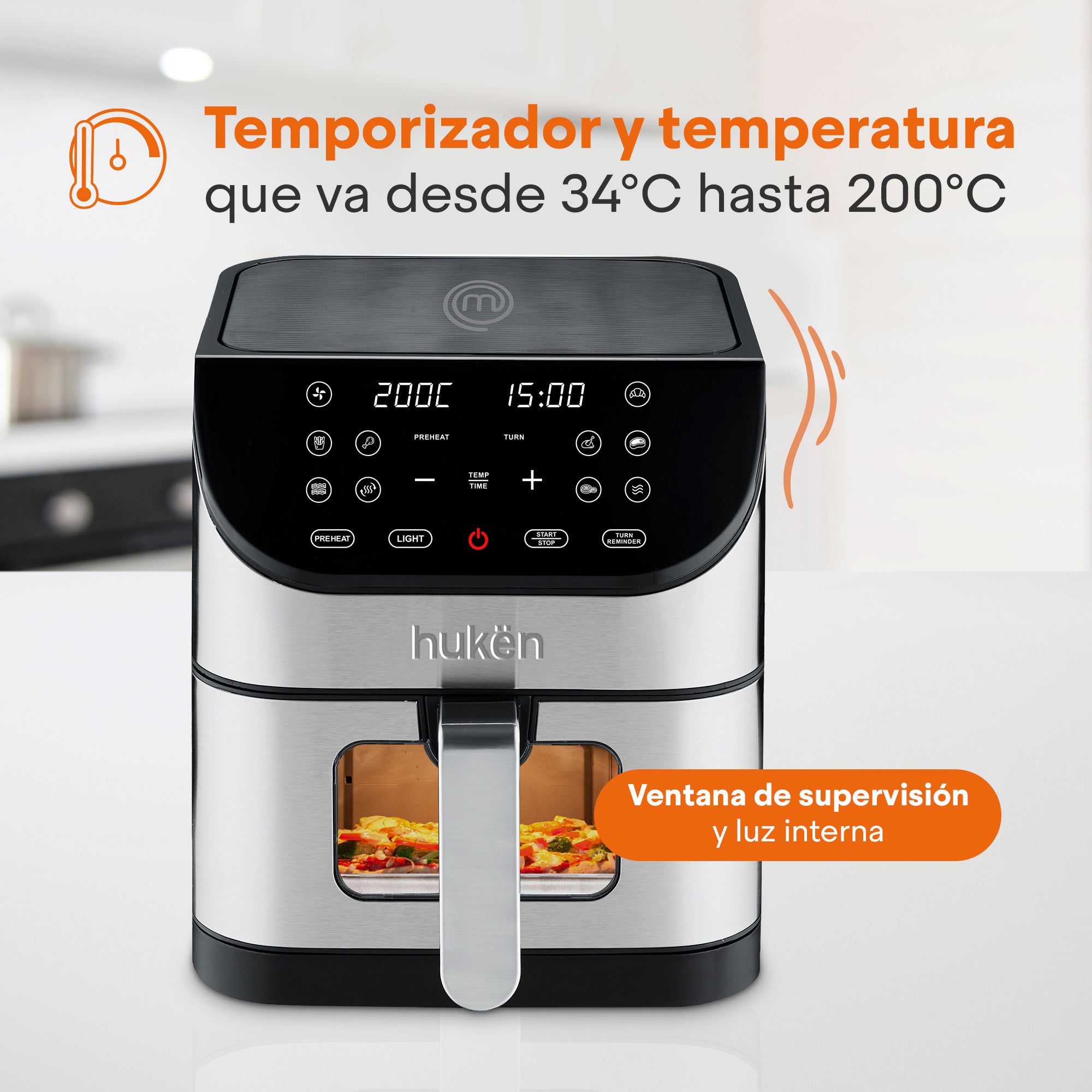 Freidora de Aire Easy-View 6L con Ventana y Luz Interna | Hukën x MasterChef