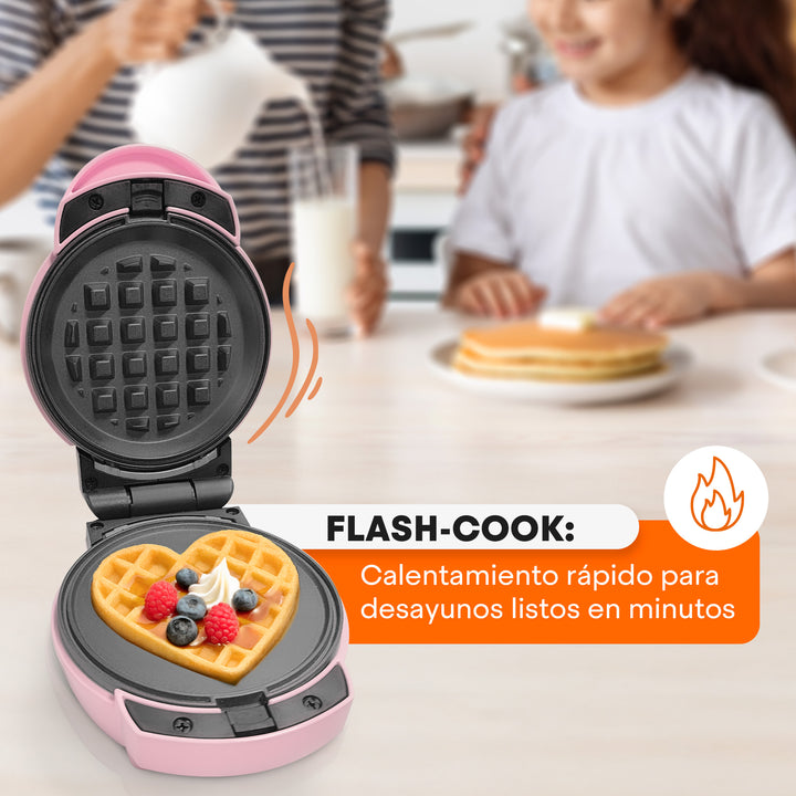 Set Mini Wafflera MultiMaker | 7 Platos Intercambiables | FLASH-COOK | Antiadherente | Luz Indicadora | Lavavajillas Seguro | Estuche Incluido | Hukën x MasterChef