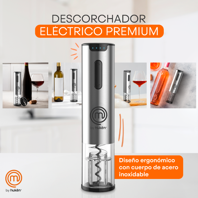 Descorchador Eléctrico Power View Recargable de Acero | Hukën x MasterChef