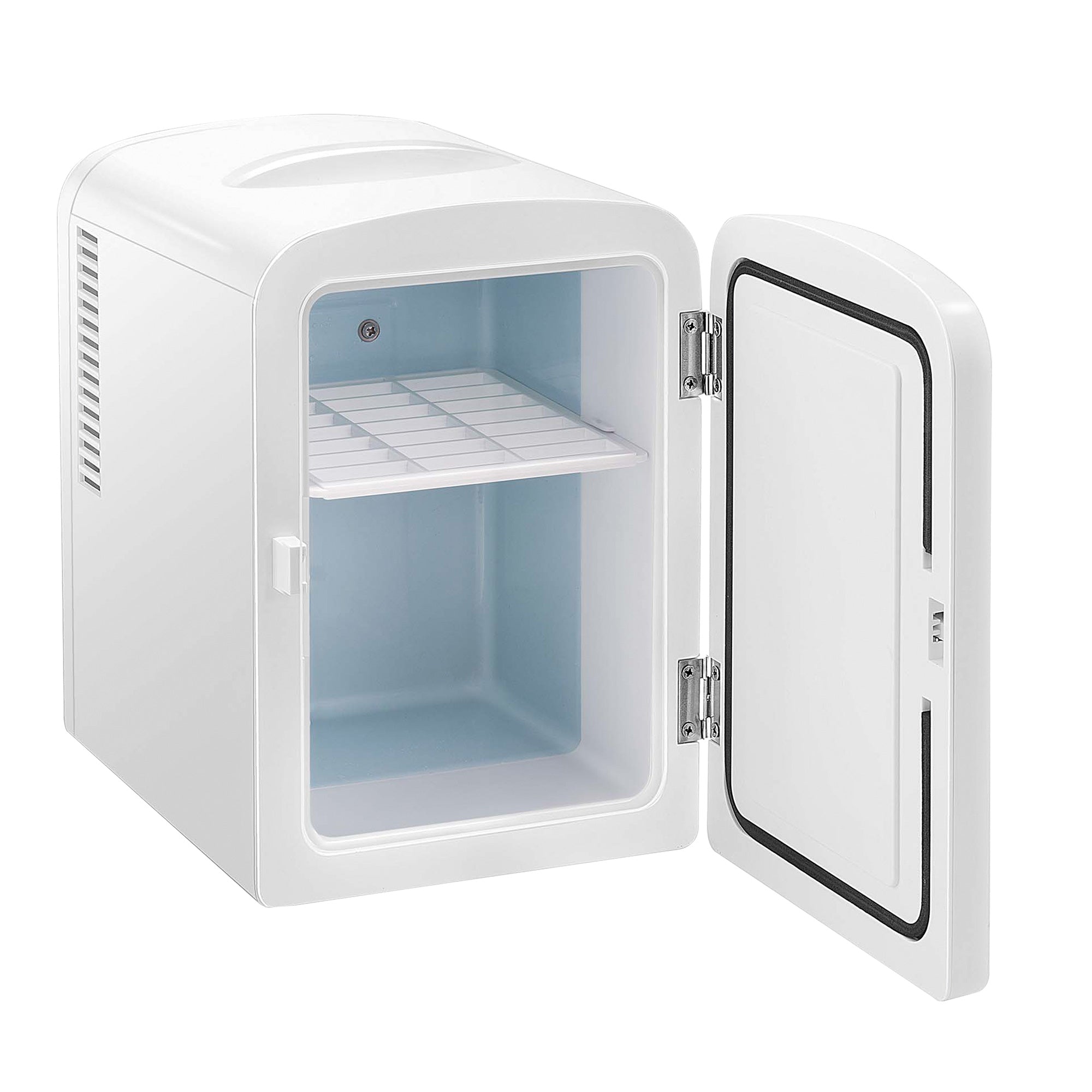 Mini Refrigerador Blanco FRESHLUX 4L | Skincare, Snacks o 6 Latas | Enfría y Calienta | Portátil y Compacto | Repisa Extraíble | Enchufes para Casa y Auto | Hukën