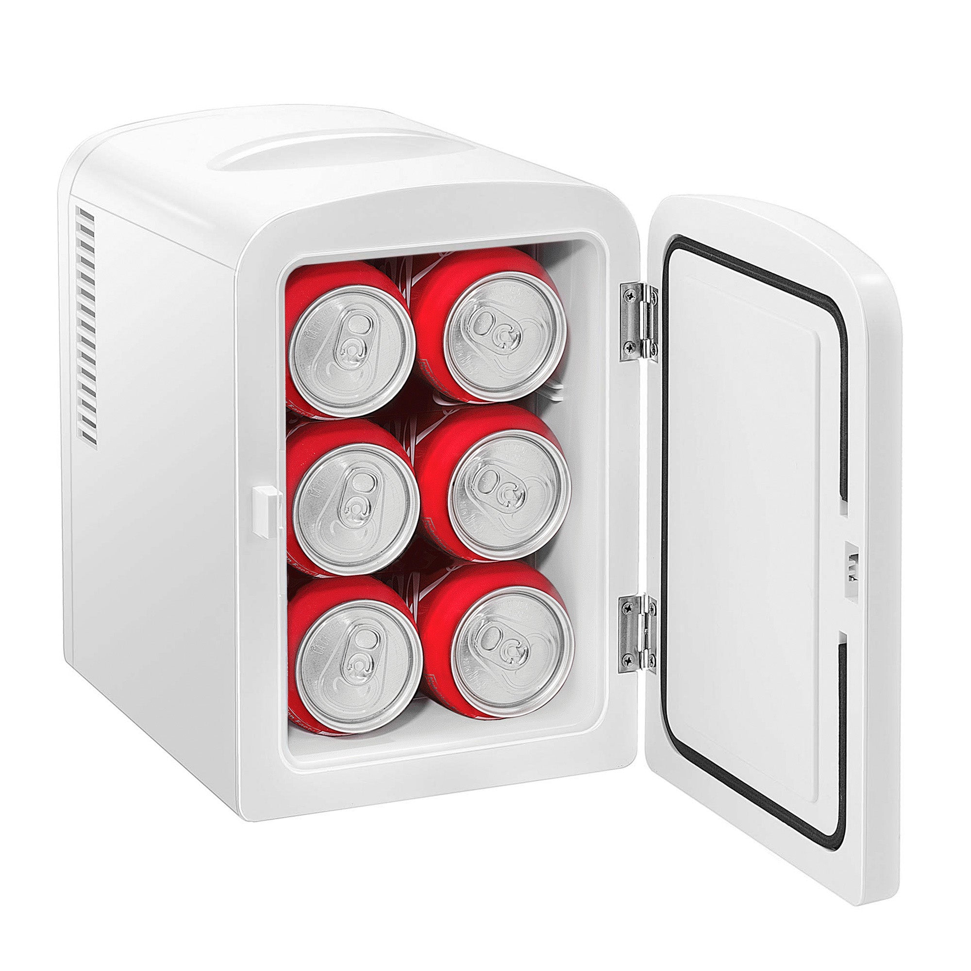 Mini Refrigerador Blanco FRESHLUX 4L | Skincare, Snacks o 6 Latas | Enfría y Calienta | Portátil y Compacto | Repisa Extraíble | Enchufes para Casa y Auto | Hukën