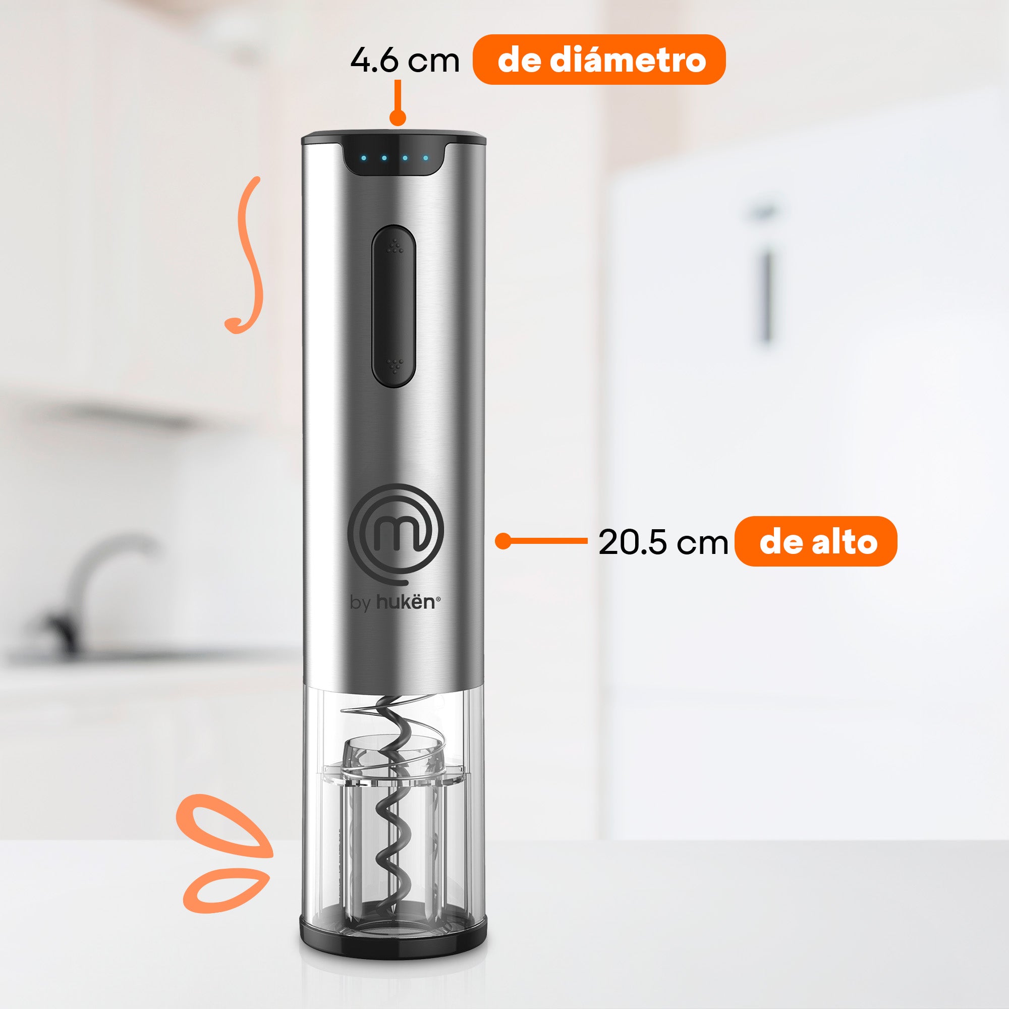 Descorchador Eléctrico Power View Recargable de Acero | Hukën x MasterChef