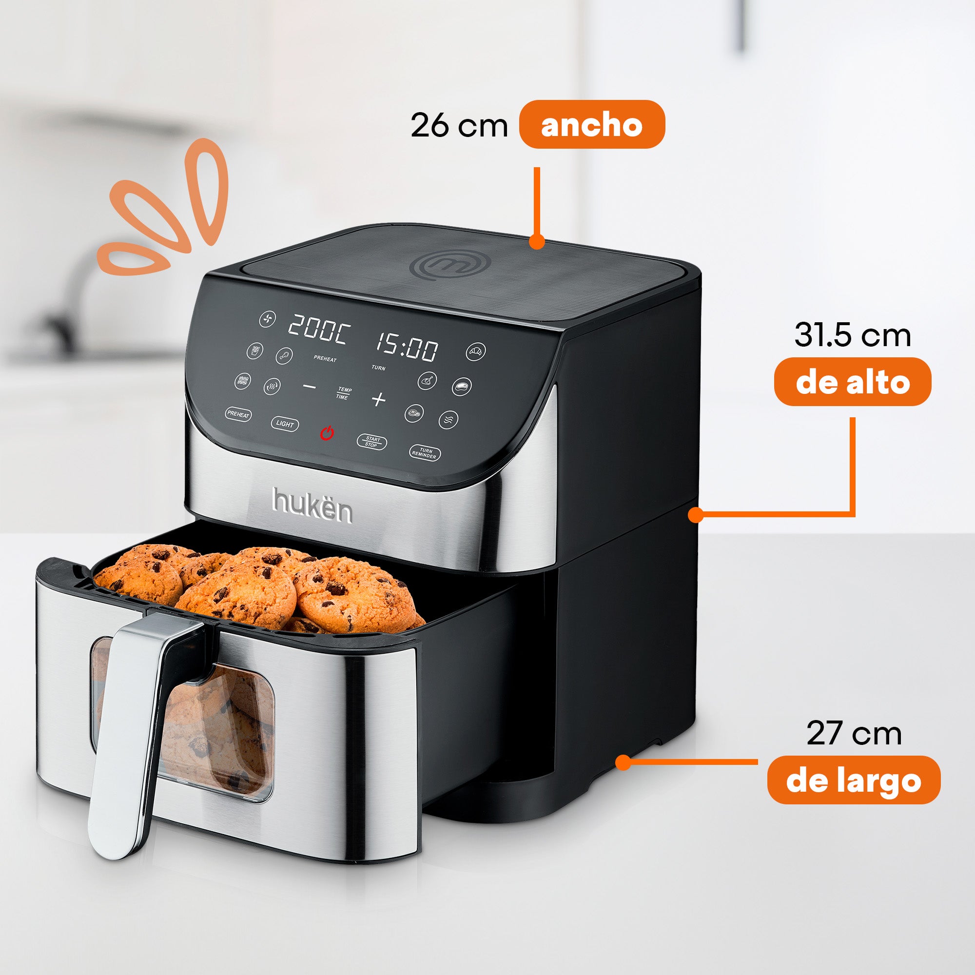 Freidora de Aire Easy-View 6L con Ventana y Luz Interna | Hukën x MasterChef