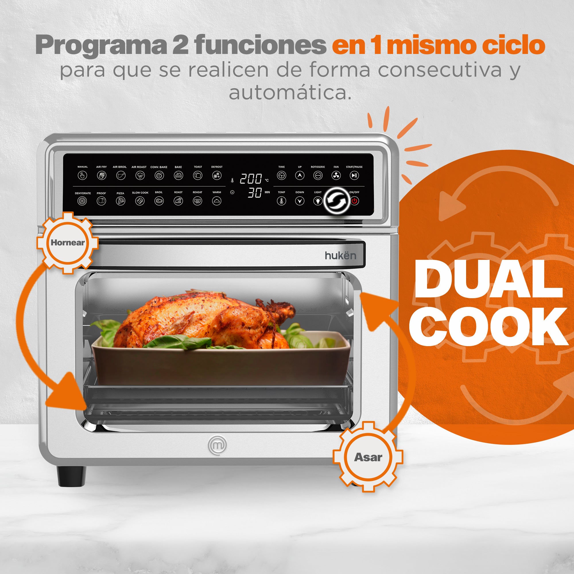Horno Freidora de Aire Smart-Cook 20L con Dual-Cook y +15 Funciones | Hukën x MasterChef