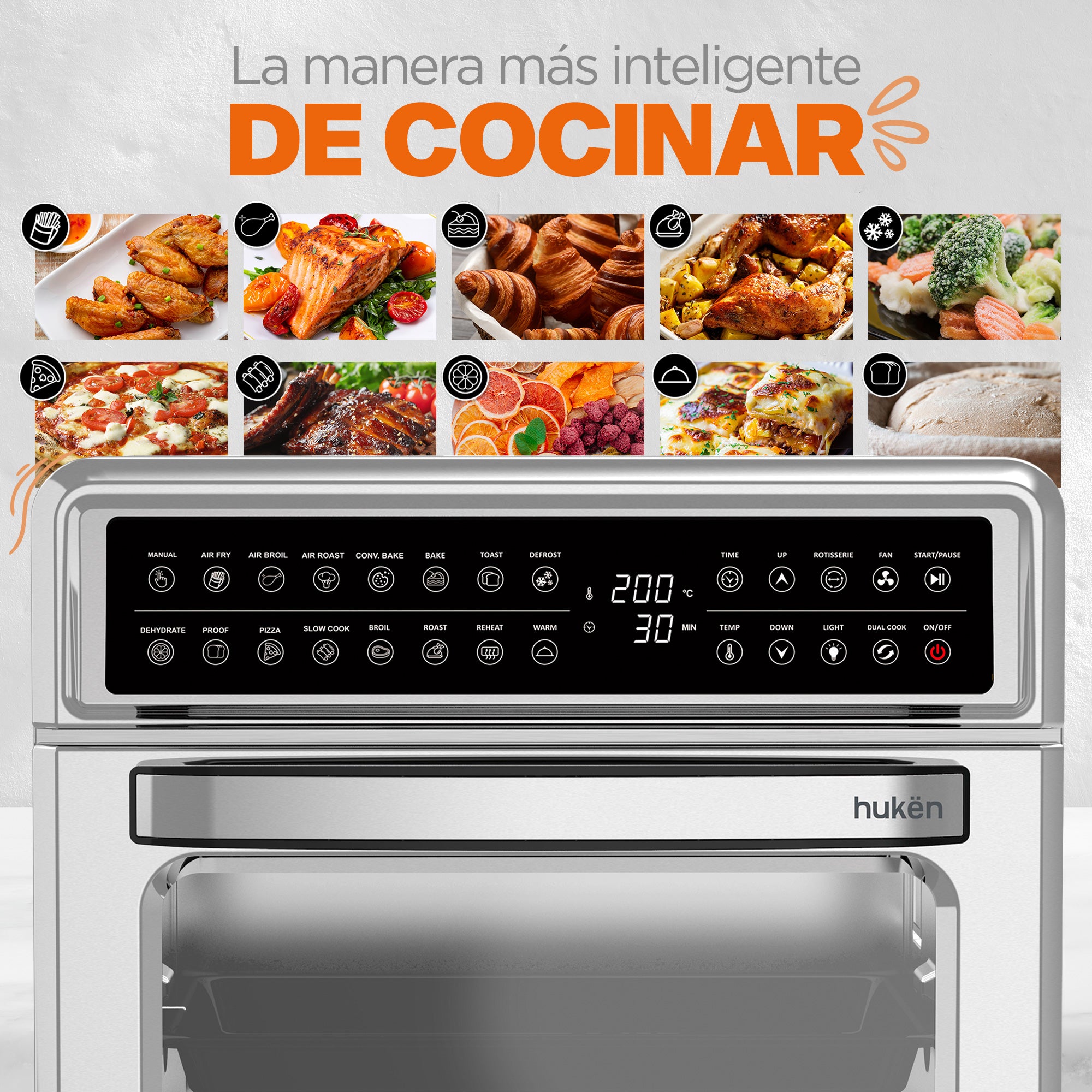 Horno Freidora de Aire Smart-Cook 20L con Dual-Cook y +15 Funciones | Hukën x MasterChef