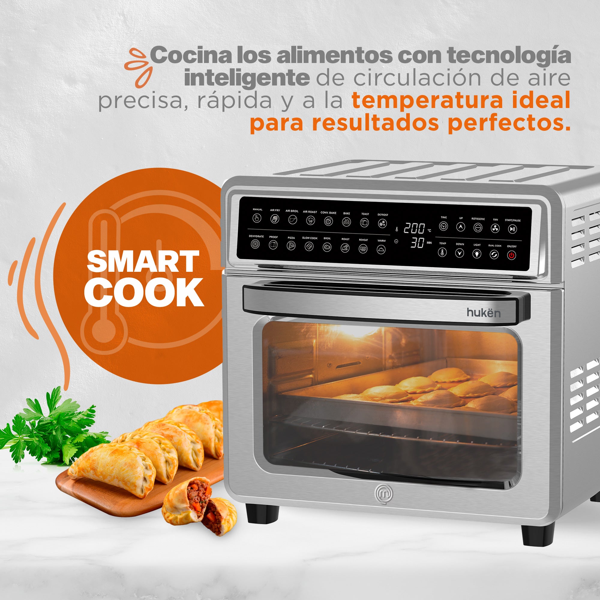 Horno Freidora de Aire Smart-Cook 20L con Dual-Cook y +15 Funciones | Hukën x MasterChef