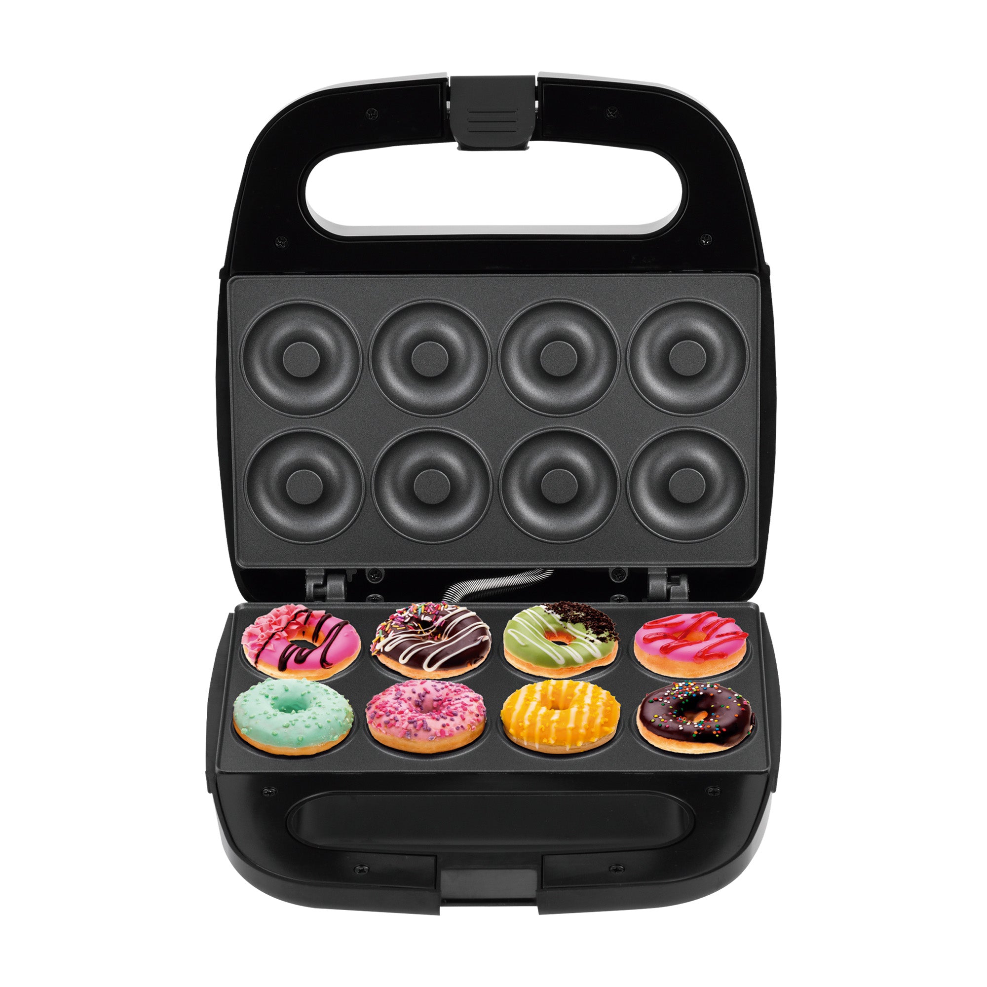 Máquina de Donas HEAT+ | 8 Mini Donas de 5cm | Tecnología FLASH-COOK | Calentamiento Rápido y Uniforme | Antiadherente | Acero Inoxidable | Luces Indicadoras | Diseño Compacto | Hukën x MasterChef