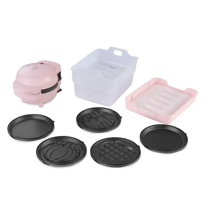 Set Mini Wafflera MultiMaker | 7 Platos Intercambiables | FLASH-COOK | Antiadherente | Luz Indicadora | Lavavajillas Seguro | Estuche Incluido | Hukën x MasterChef