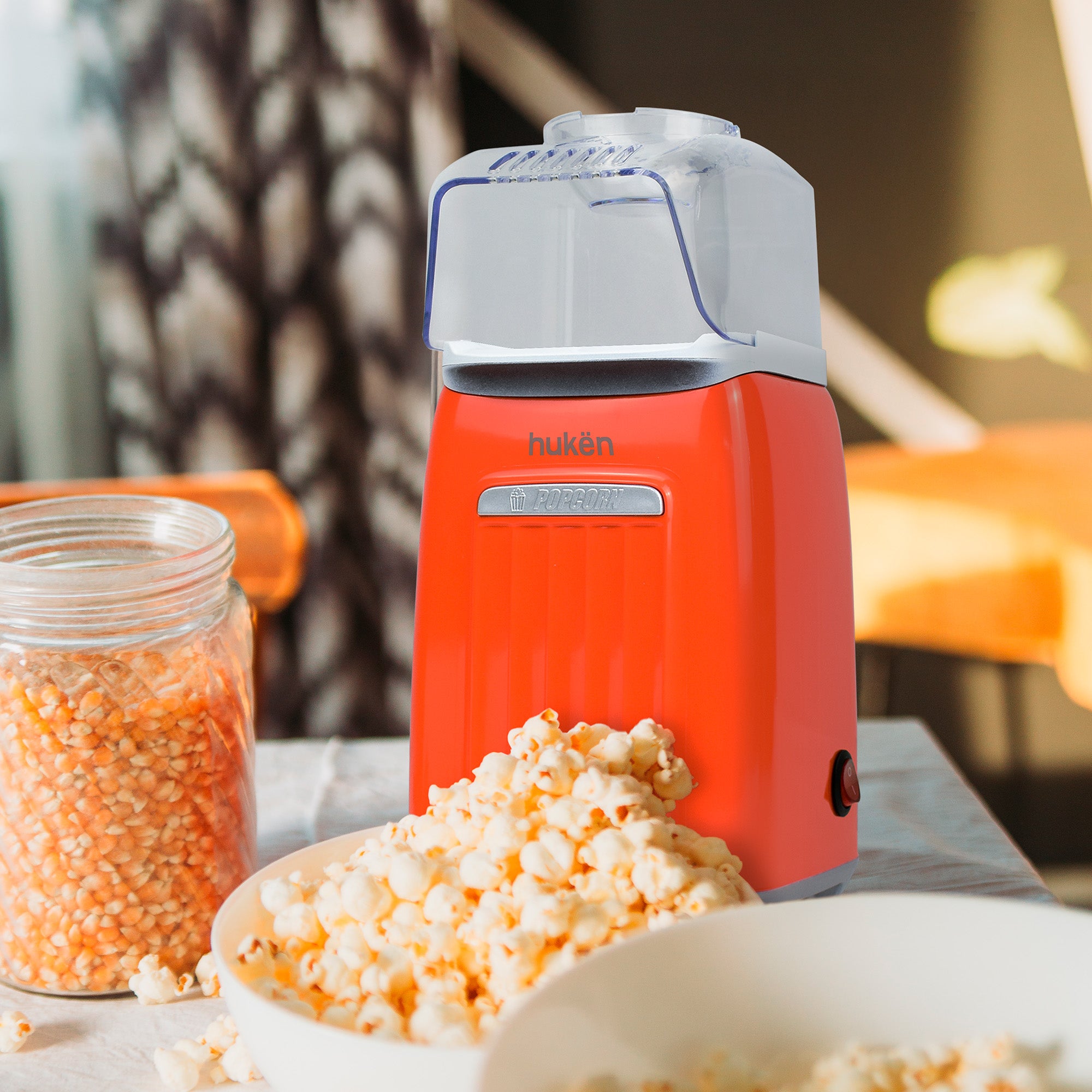 Máquina de Palomitas AirPop Retro 80g | Edición Especial Naranja | Tecnología de Aire Caliente | Calentamiento FLASH | Switch de Encendido | Protección Contra Sobrecalentamiento | Hukën x MasterChef