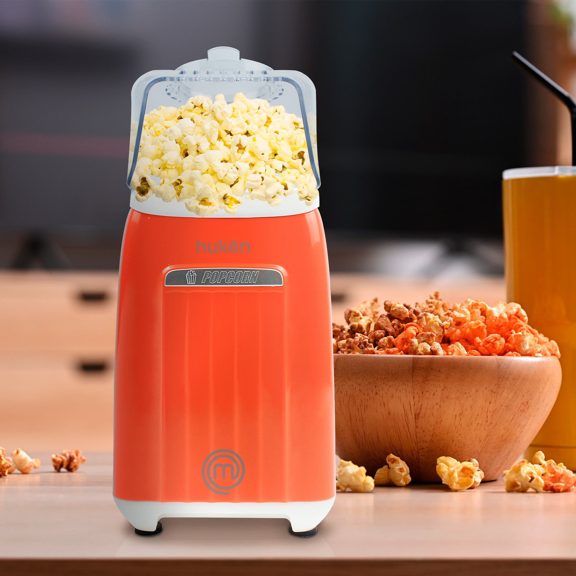 Máquina de Palomitas AirPop Retro 80g | Edición Especial Naranja | Tecnología de Aire Caliente | Calentamiento FLASH | Switch de Encendido | Protección Contra Sobrecalentamiento | Hukën x MasterChef