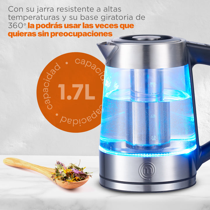 Tetera Eléctrica Heat-Select con LED y Control Digital | 6 Niveles de Temperatura | Hukën x MasterChef