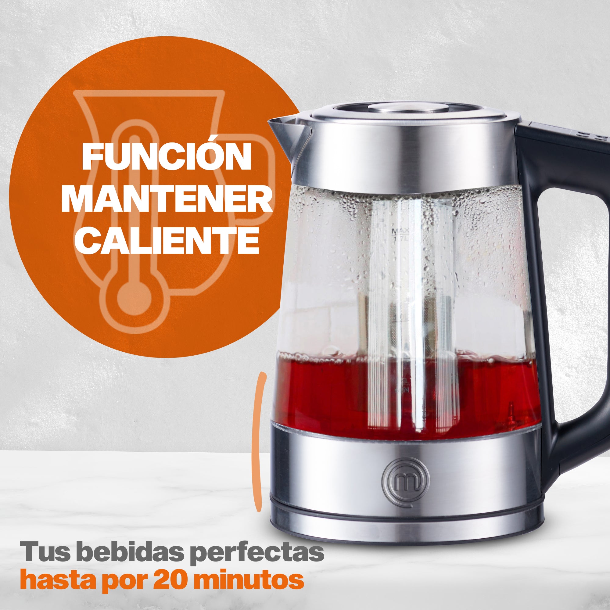 Tetera Eléctrica Heat-Select con LED y Control Digital | 6 Niveles de Temperatura | Hukën x MasterChef