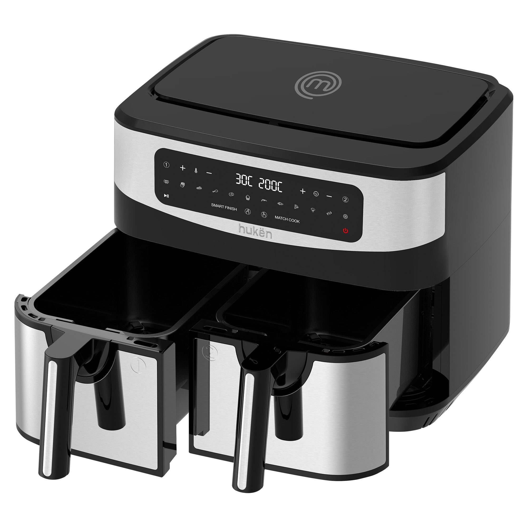 Dual Cook+ Multifunctional Air Fryer | 2-in-1 | Air Fryer | 9 Liters | Dual-Fry | Touch | Stainless Steel | MasterChef® by Hukën®