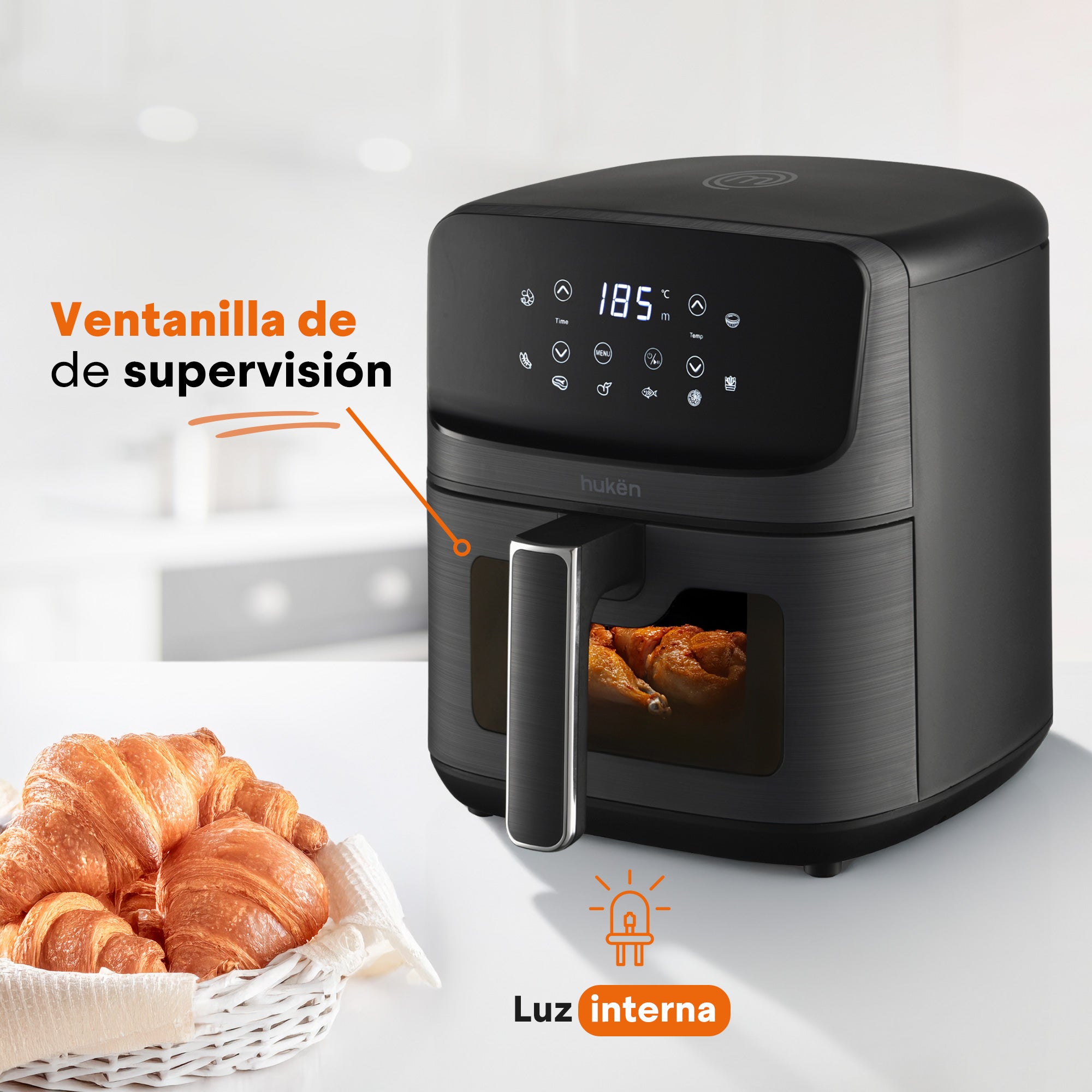 Freidora de Aire Multifuncional StylePro | 4.5L | 8 Funciones | Panel Touch LED | Acero Inoxidable