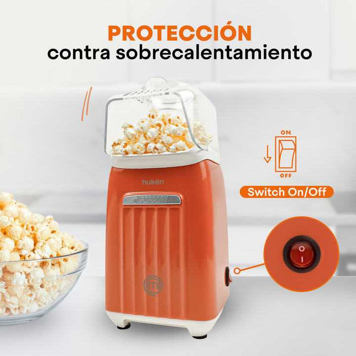 Máquina de Palomitas Air-Pop Retro, Edición Especial, 80g, Palomera Sin Aceite, Naranja