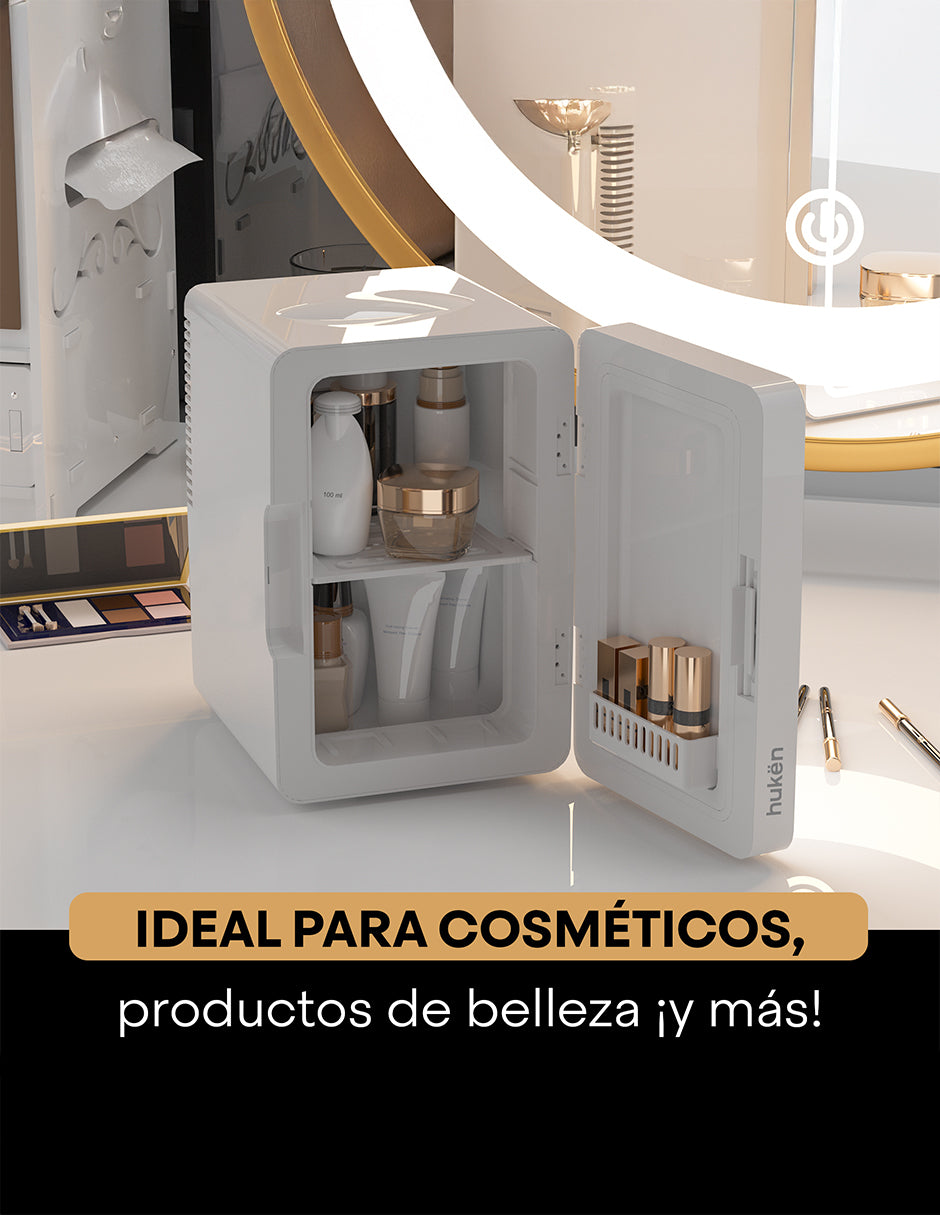 Mini Refrigerador Skincare 5L Puerta Espejo Luz Touch Hukën
