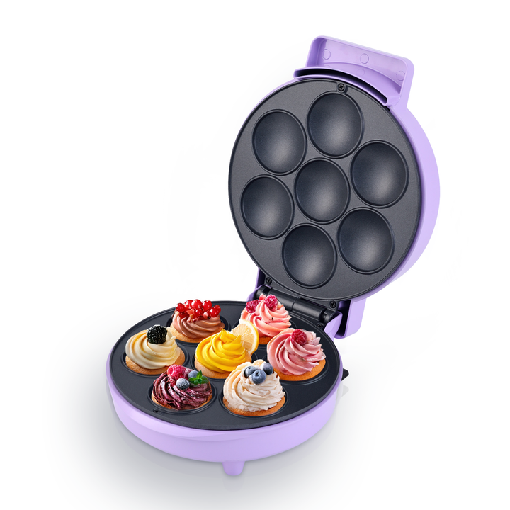 Máquina de Cupcakes Sweet+, 7 Cupcakes de 5.7 cm, Lila, Parrilla Antiadherente
