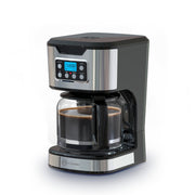 Cafetera Programable TASTY-BREW 12 Tazas | Panel Digital con Reloj | Mantiene Caliente | Apagado Automático | Filtro Permanente | Jarra de Vidrio | Acero Inoxidable | Hukën x MasterChef