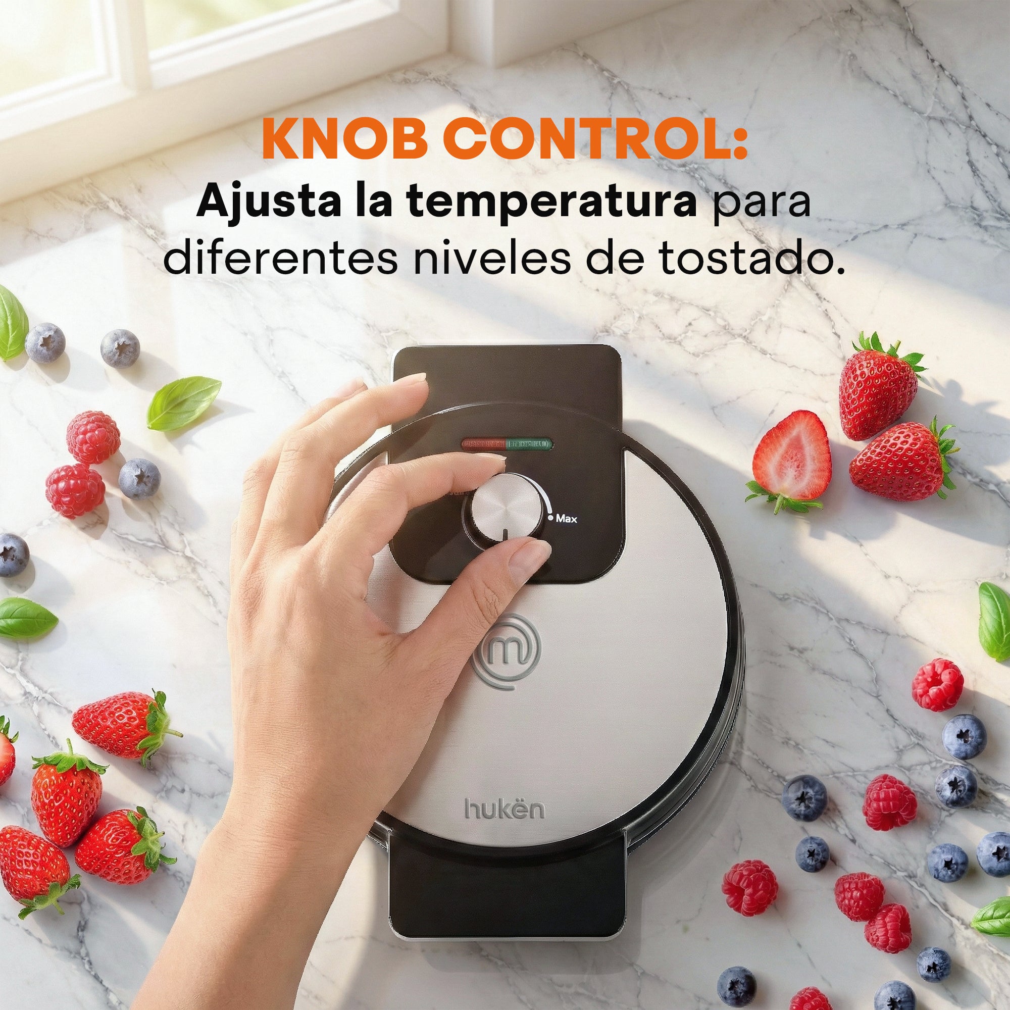 Wafflera Belga Redonda Flash Cook+ de Acero | Hukën x MasterChef