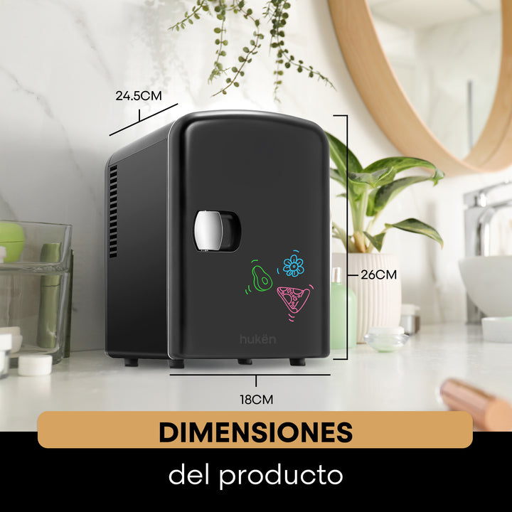 Mini-Refrigerador, Portátil, Negro, Pinta y Borra, Casa y Automóvil