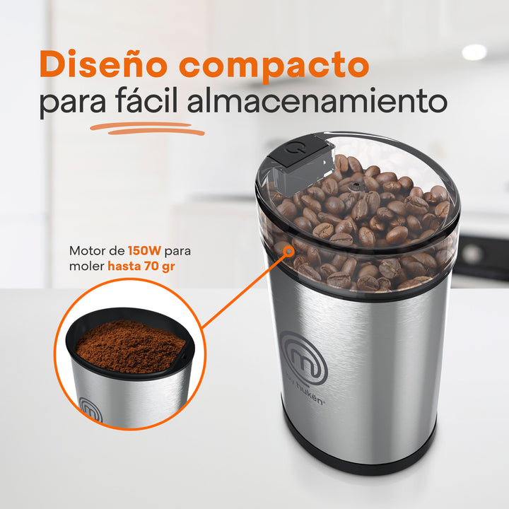 Molino de Café Eléctrico, 70 Gr., 150W, Acero