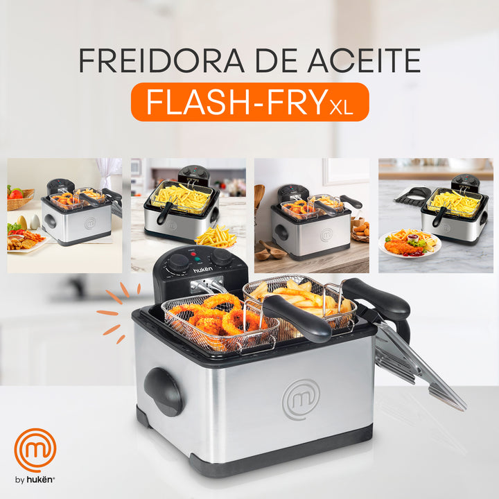 Freidora de Aceite, Triple Canasta, 4 Litros, Acero Inoxidable