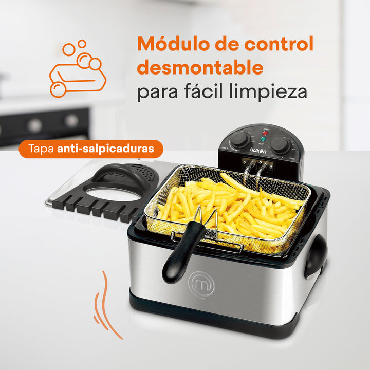 Freidora de Aceite, Triple Canasta, 4 Litros, Acero Inoxidable