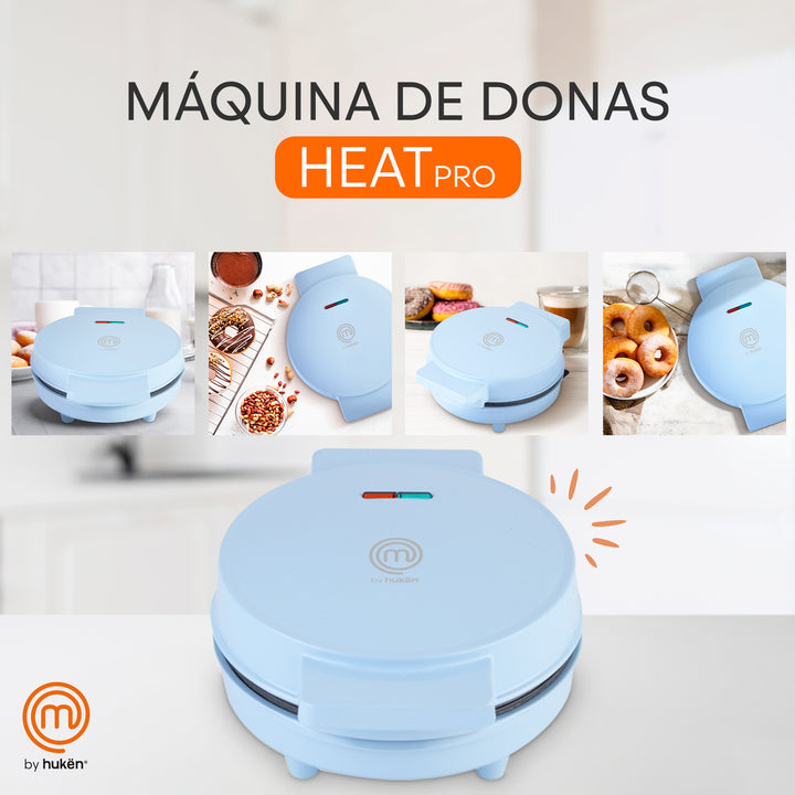 Máquina de donas, 7 mini donas, 5.2 cm cada dona, Luz Indicadora, Azul