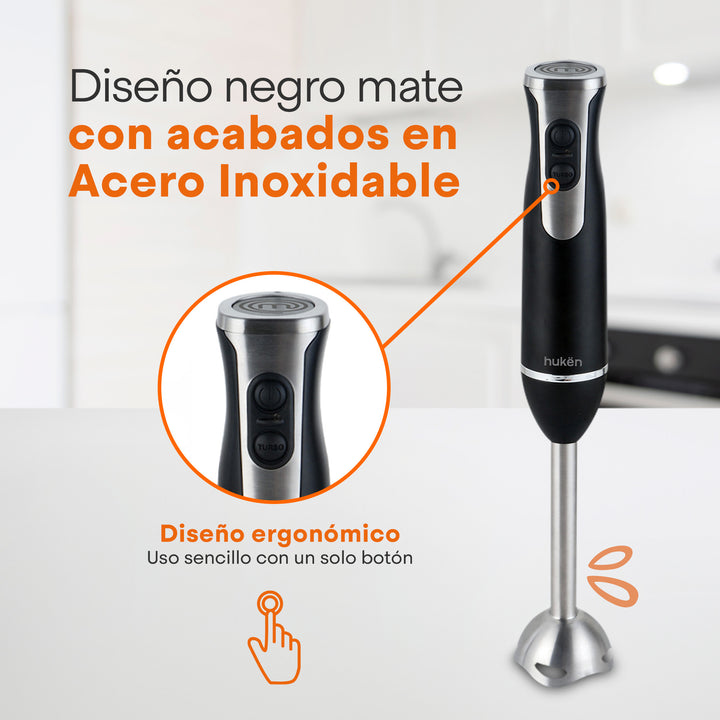Set De Licuadora De Inmersión Blend+, Accesorios Removibles, Diseño Premium, Negro Matte