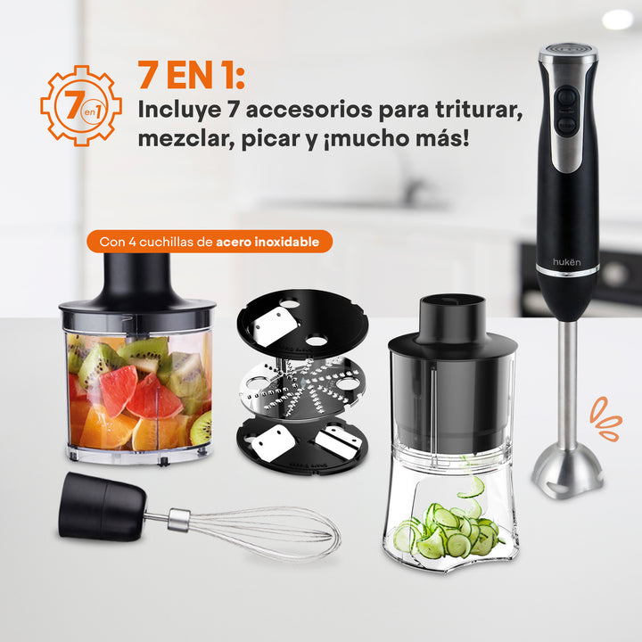 Set De Licuadora De Inmersión Blend+, Accesorios Removibles, Diseño Premium, Negro Matte