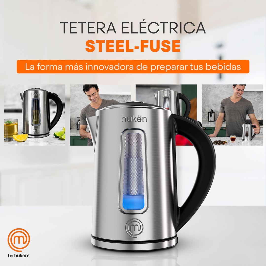 Tetera Eléctrica Steel-Fuse con Infusor | Hervidor de Agua | 1.7 Litros | Acero Inoxidable con Ventana