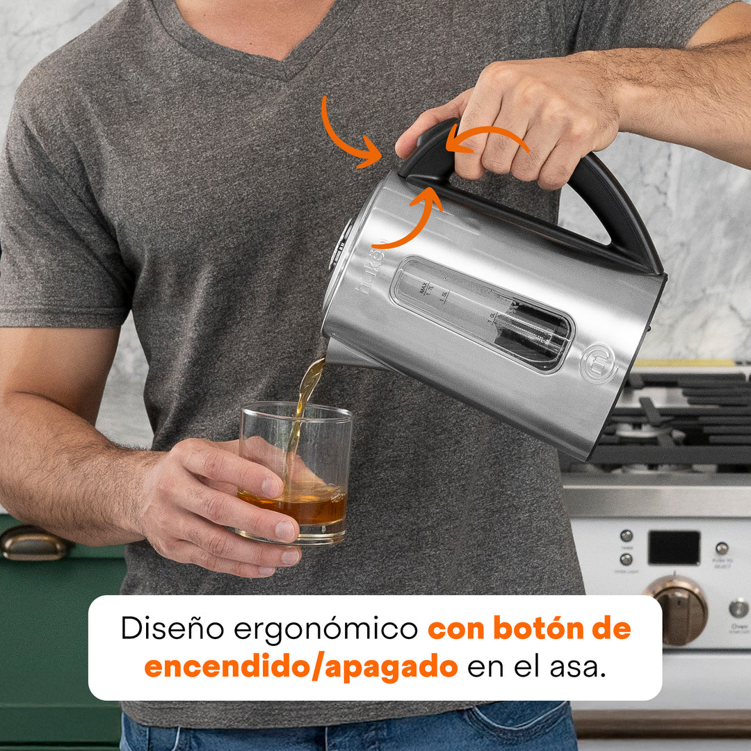 Tetera Eléctrica Steel-Fuse con Infusor | Hervidor de Agua | 1.7 Litros | Acero Inoxidable con Ventana