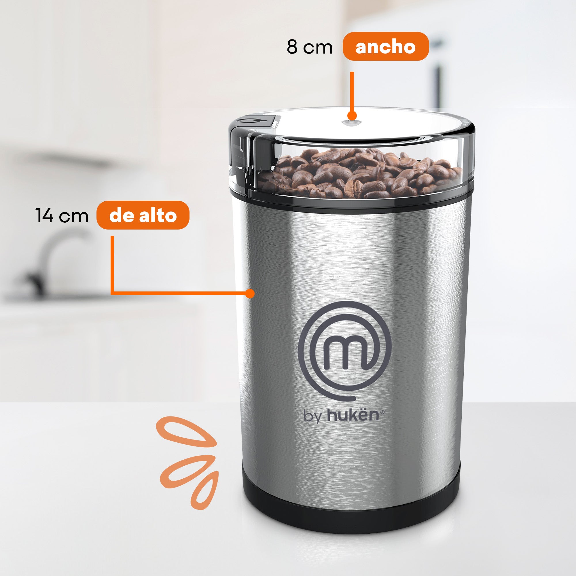 Molino de Café Eléctrico Hukën 70 150W Acero Envío Gratis