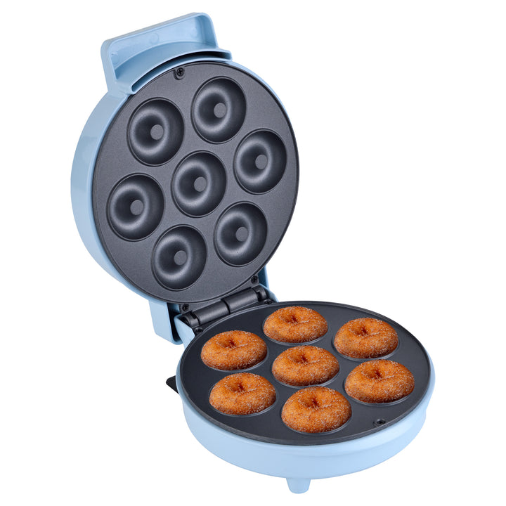Máquina de donas, 7 mini donas, 5.2 cm cada dona, Luz Indicadora, Azul