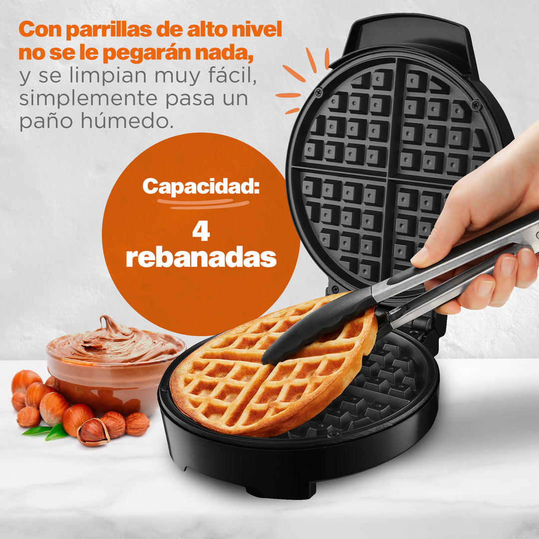 MasterChef® | Wafflera Belga Redonda | 4 Rebanadas | Negra