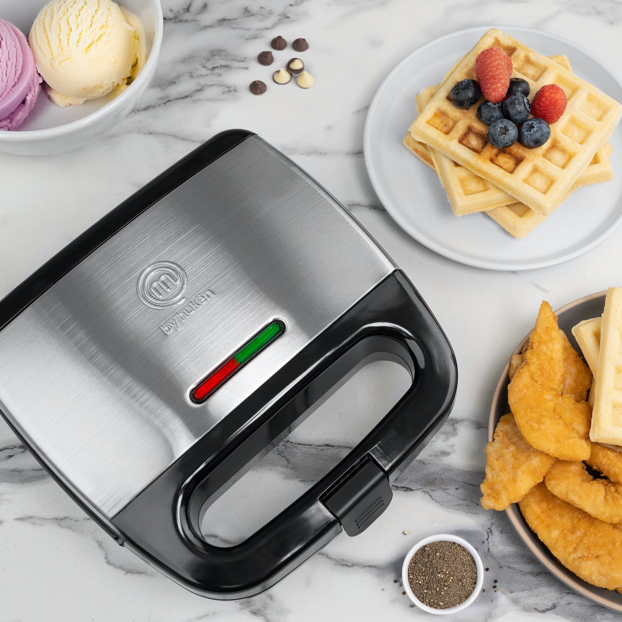 Wafflera Belga POWER-READY 2 Rebanadas | Acero Inoxidable | Hukën x MasterChef