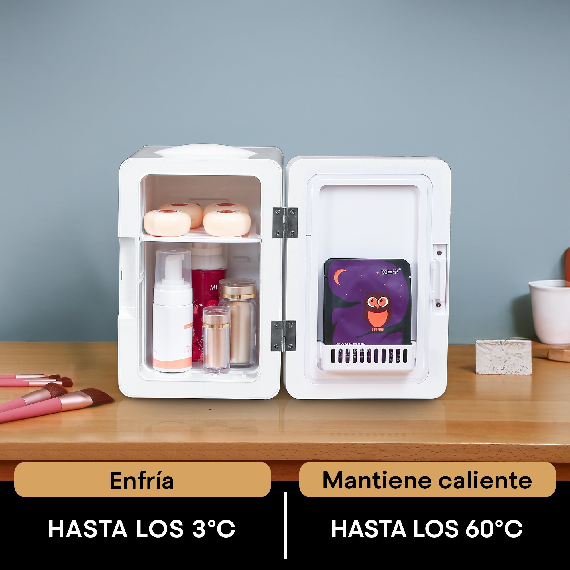 Mini Refrigerador Skincare 5L Puerta Espejo Luz Touch Hukën