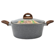 Olla Granite+ Antiadherente 2.6L | Tapa de Vidrio | Asas Suaves y Frías al Tacto | Compatible con Inducción | Aluminio Forjado | Libre de PFOA | Hukën x MasterChef