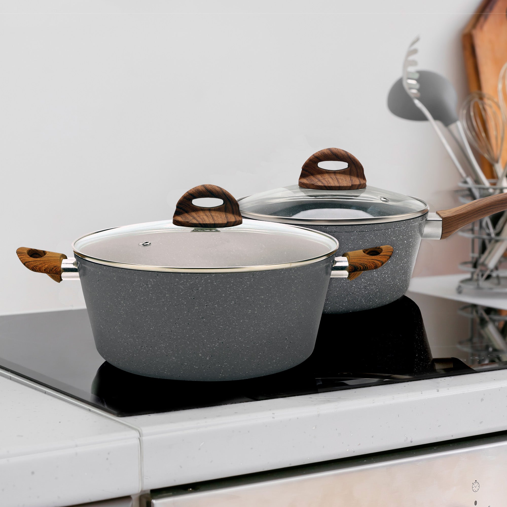 Set de Cocina Premium Granite+ | 5 piezas | Aluminio Forjado | Versátil y Multifuncional | Hukën x MasterChef