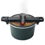 Olla de Presión Plus 5L | Antiadherente | Válvula Automática de Silicona | Asas Frías al Tacto | Tapa de Vidrio | Compatible con Inducción | Sistema de Seguridad | Libre de PFOA | Hukën x MasterChef