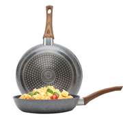 Sartén Granite+ Antiadherente 20cm | Mango Efecto Madera | Compatible con Inducción | Aluminio Forjado | 100% Libre de PFOA | Hukën x MasterChef