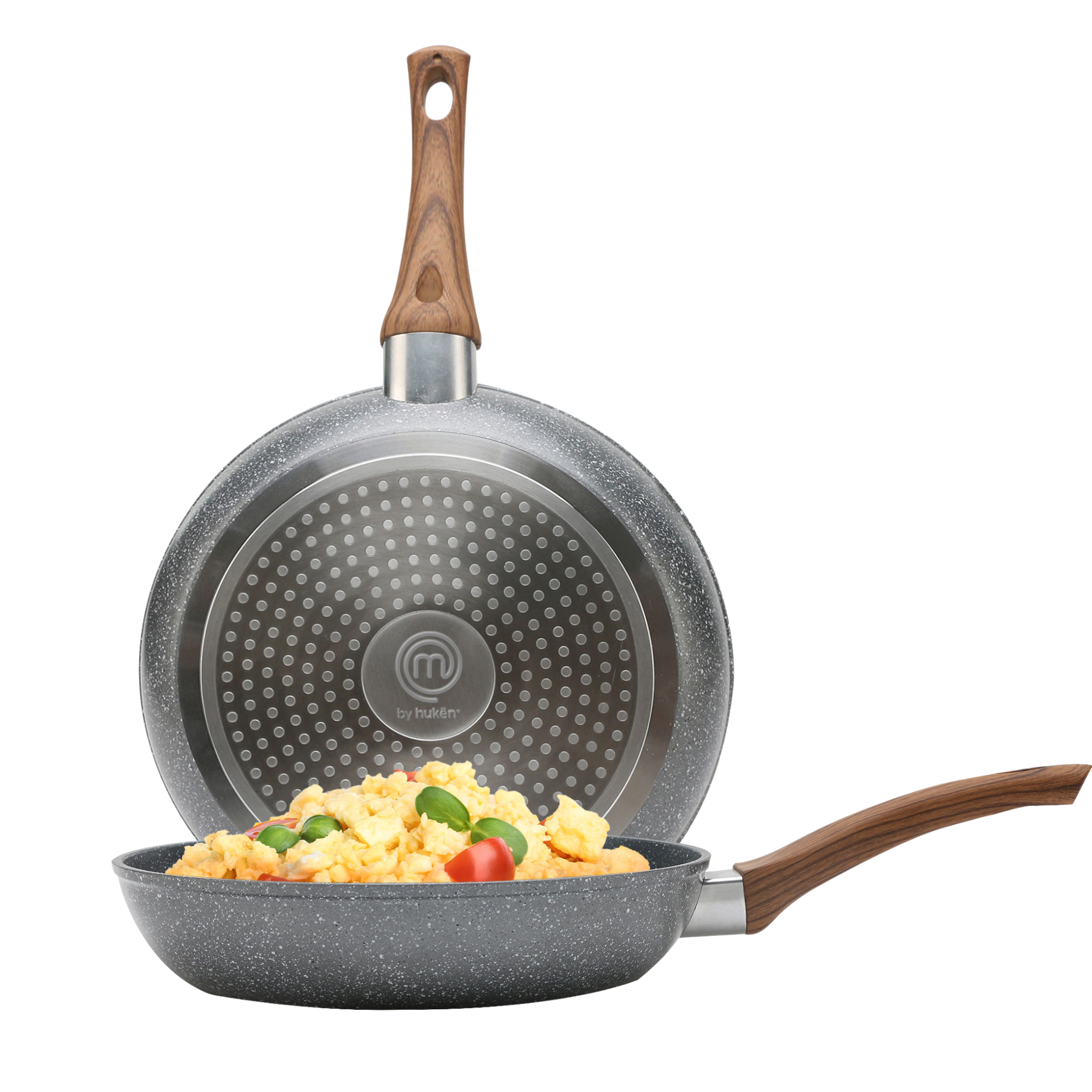Sartén Granite+ Antiadherente 20cm | Mango Efecto Madera | Compatible con Inducción | Aluminio Forjado | 100% Libre de PFOA | Hukën x MasterChef