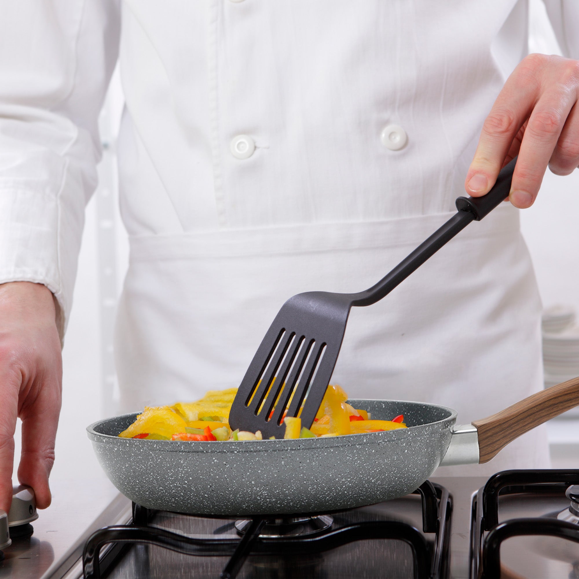 Sartén Granite+ Antiadherente 20cm | Mango Efecto Madera | Compatible con Inducción | Aluminio Forjado | 100% Libre de PFOA | Hukën x MasterChef