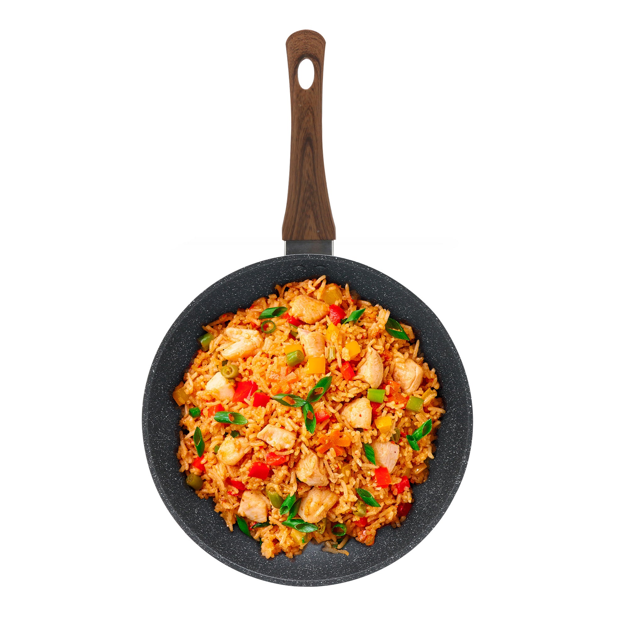 Sartén Granite+ Antiadherente 20cm | Mango Efecto Madera | Compatible con Inducción | Aluminio Forjado | 100% Libre de PFOA | Hukën x MasterChef