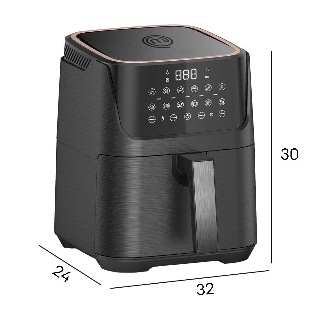 Freidora de Aire | Air Fryer | Touch | Digital | 3.5 Litros | Fríe sin Aceite | Negro Matte | MasterChef®