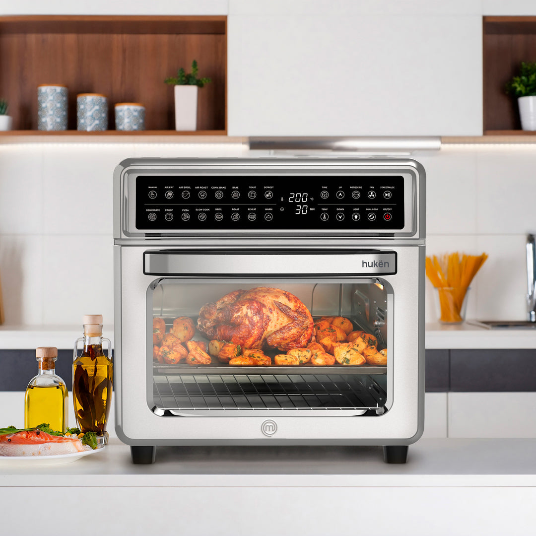 MasterChef by Hukën | Horno Freidora de Aire Digital | 20 Litros | Panel Touch | Acero Inoxidable