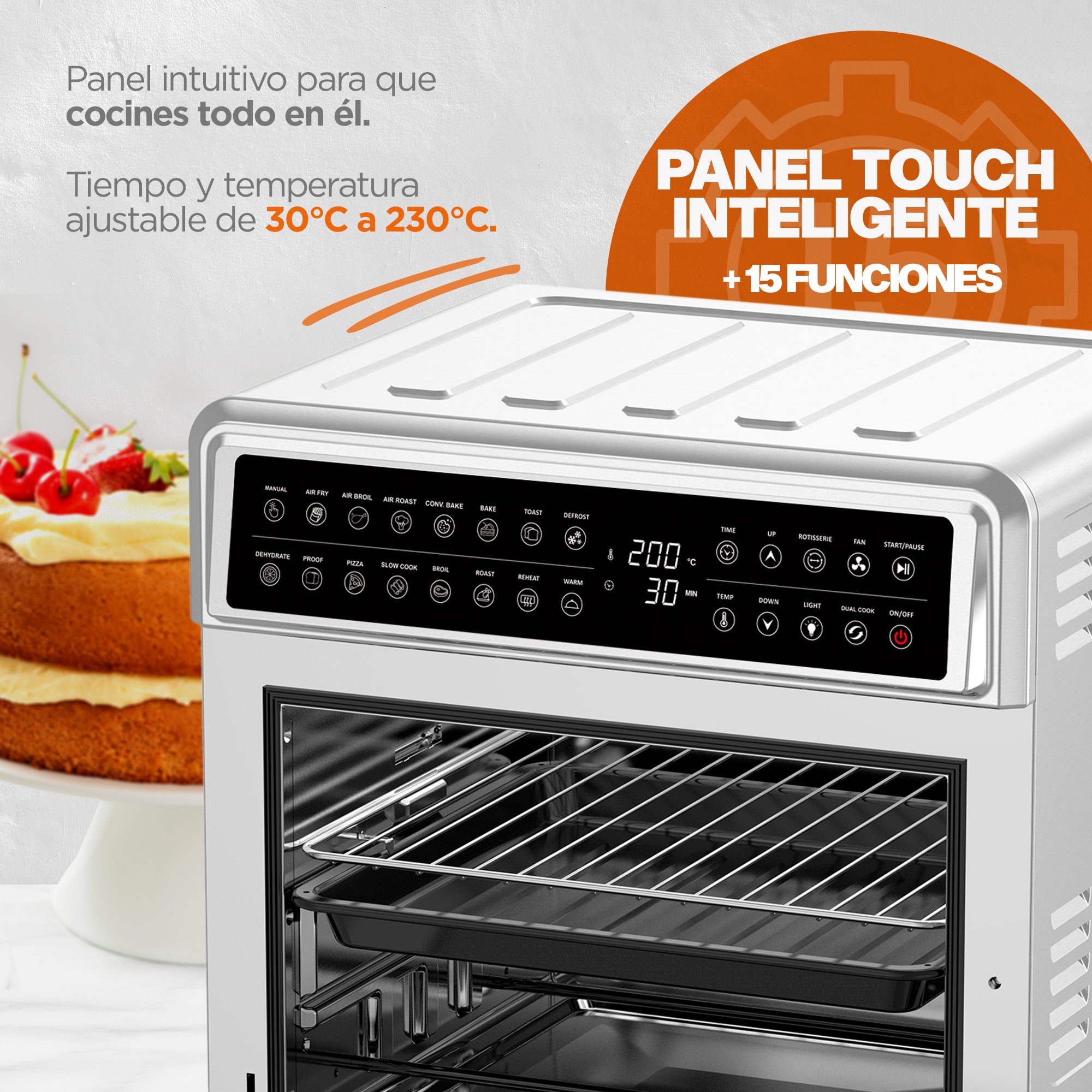 Horno Freidora de Aire Digital | 20 Litros | Panel Touch | Acero Inoxidable